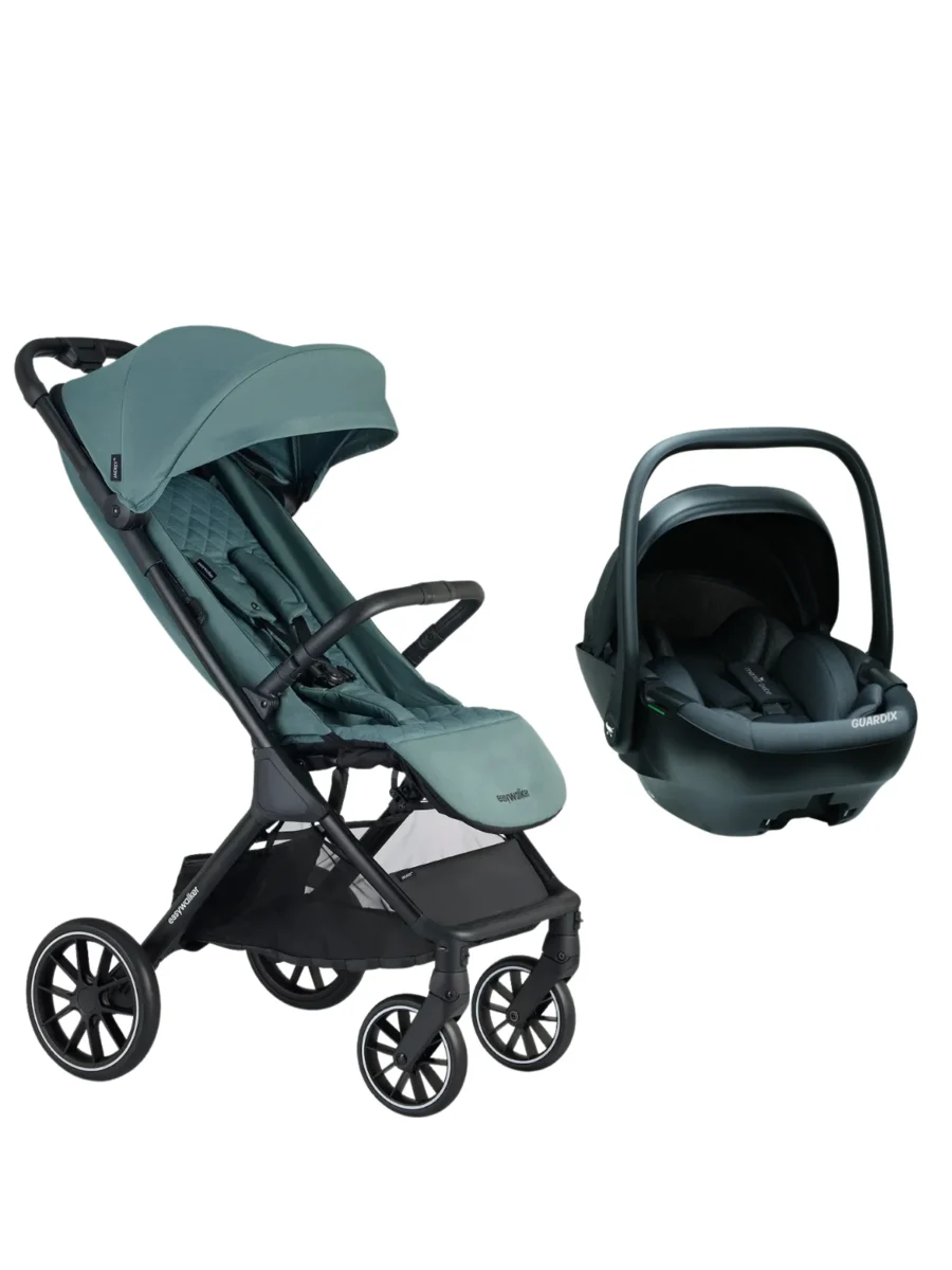 Easywalker Jackey XL Travel Sistem Bebek Arabası Forest Green - Merkürbebe Guardix Anne Kucağı Antrasit