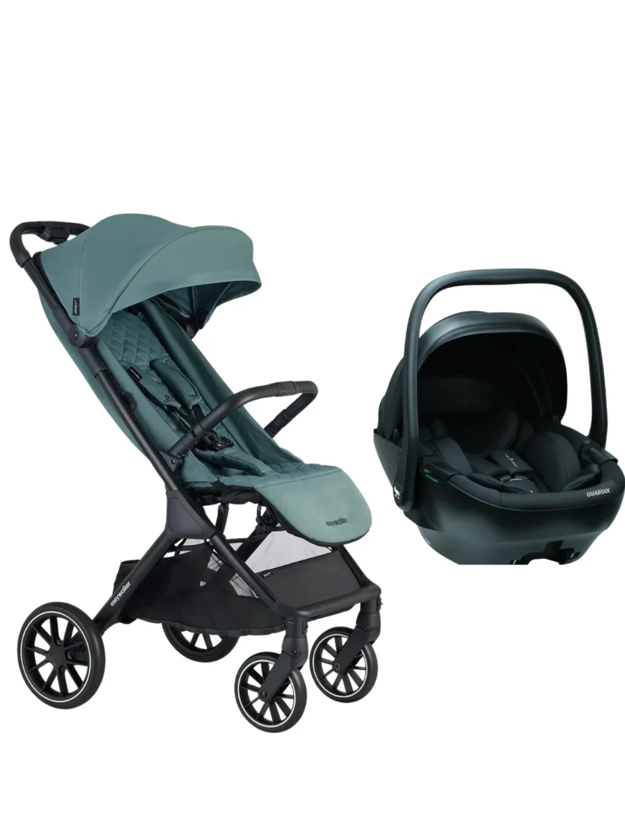 Easywalker Jackey XL Travel Sistem Bebek Arabası Forest Green - Merkürbebe Guardix Anne Kucağı Siyah