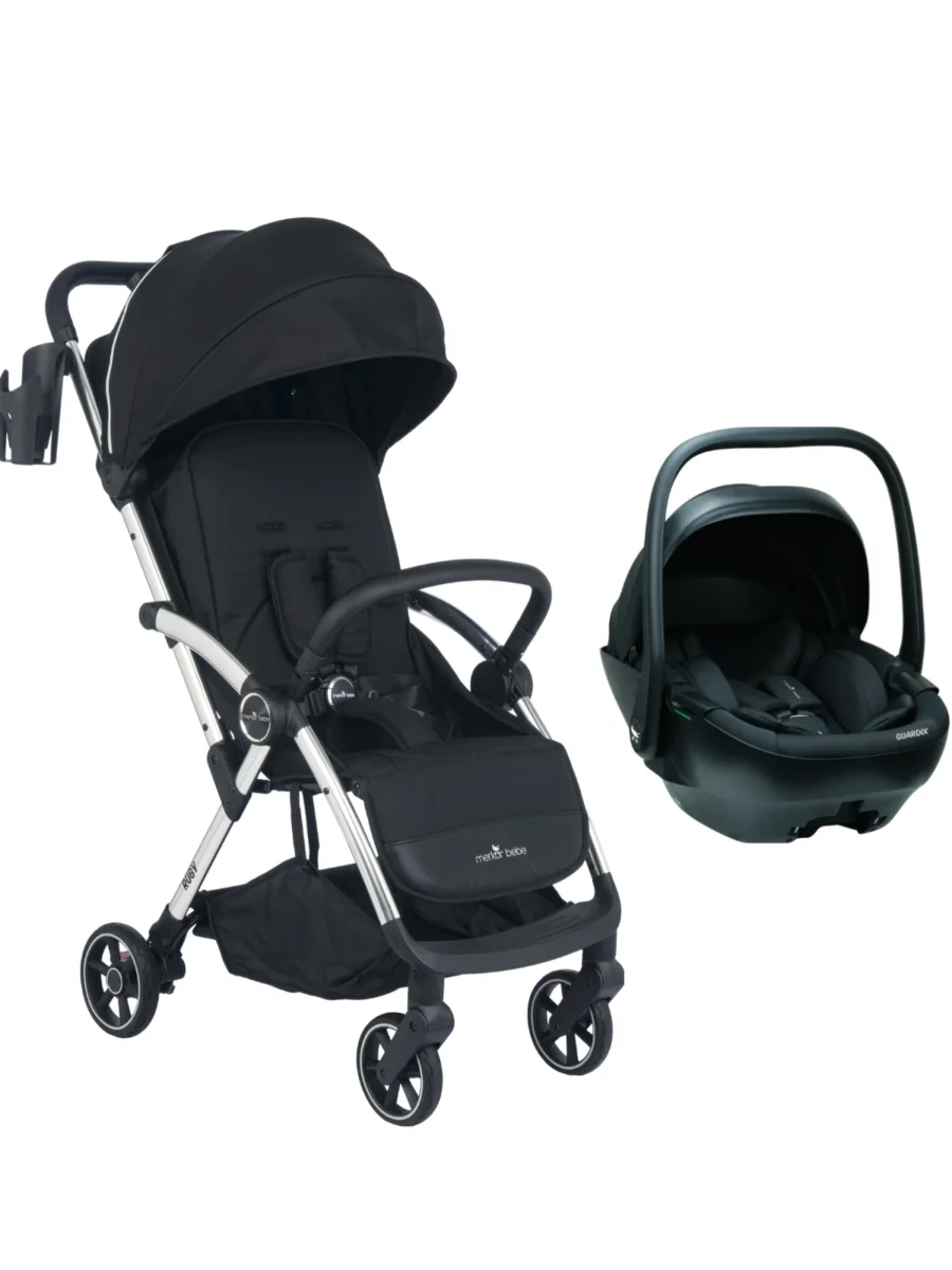 Merkür Bebe Ruby Tek Tuşla Otomatik Katlanan Kabin Boy Travel Sistem Bebek Arabası Siyah - Merkür Bebe Guardix i-Size Oto Koltuğu Ana Kucağı 0-13 kg Antrasit
