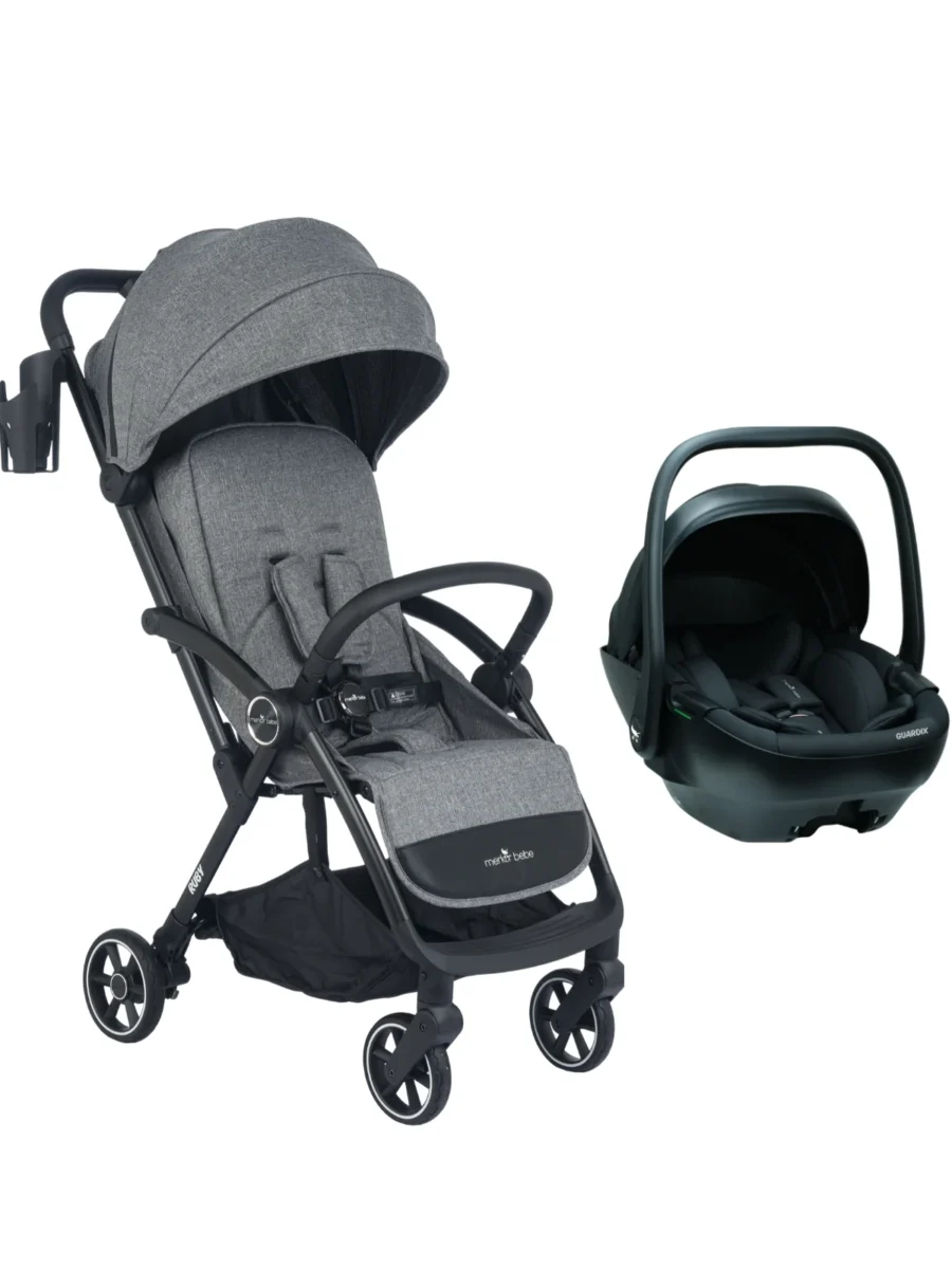 Merkür Bebe Ruby Tek Tuşla Otomatik Katlanan Kabin Boy Travel Sistem Bebek Arabası Gri - Merkür Bebe Guardix i-Size Oto Koltuğu Ana Kucağı 0-13 kg Antrasit