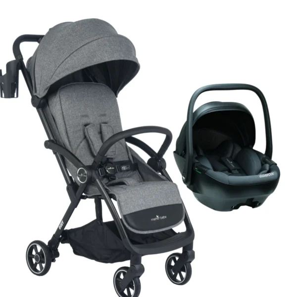 Merkür Bebe Ruby Tek Tuşla Otomatik Katlanan Kabin Boy Travel Sistem Bebek Arabası Gri - Merkür Bebe Guardix i-Size Oto Koltuğu Ana Kucağı 0-13 kg Siyah