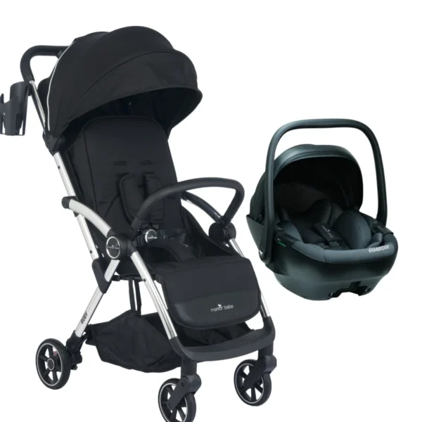 Merkür Bebe Ruby Tek Tuşla Otomatik Katlanan Kabin Boy Travel Sistem Bebek Arabası Siyah - Merkür Bebe Guardix i-Size Oto Koltuğu Ana Kucağı 0-13 kg Siyah