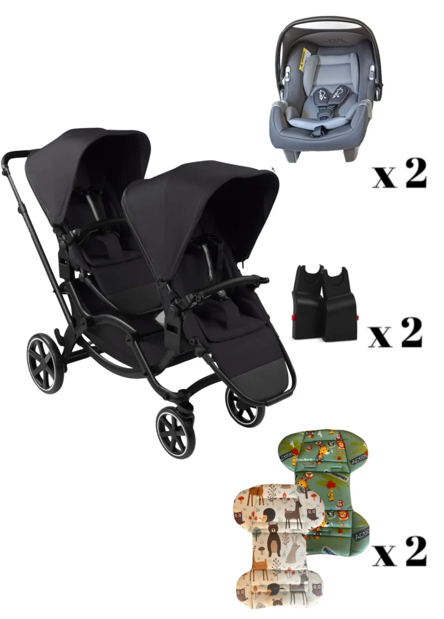 ABC Design Zoom2 Coal Travel Set - Özel Seri İkiz Bebek Arabası Antrasit Ana Kucaklı Seyahat Seti