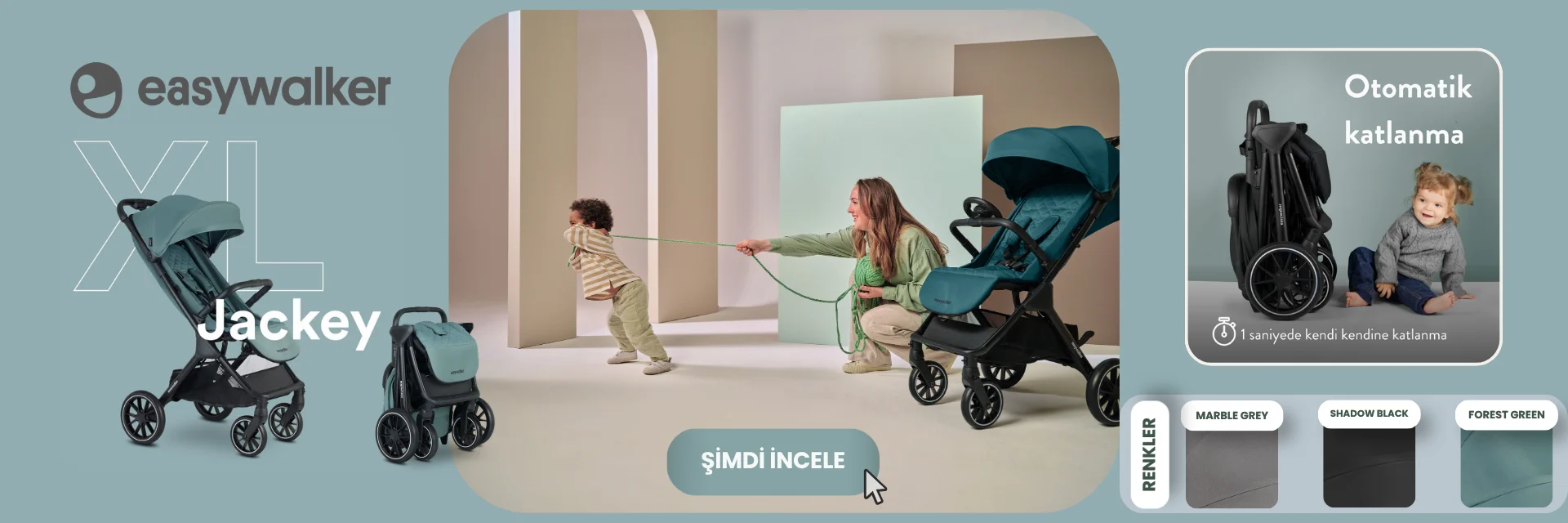 Easywalker Jackey XL Bebek Arabası Forest Green