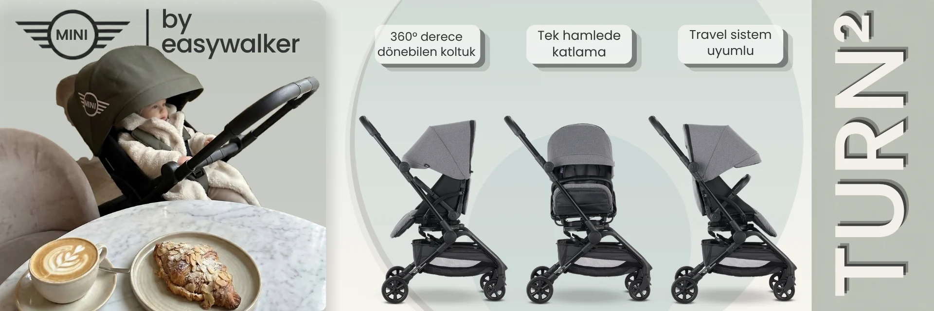 MINI by Easywalker Buggy TURN² Bebek Arabası Soho Grey