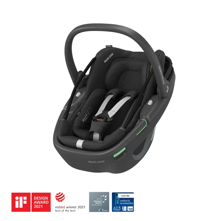 Maxi-Cosi Coral 360 Dönebilir Yatabilir 2'si Bir Arada Modüler Ana Kucağı ve Oto Koltuğu Essential Black