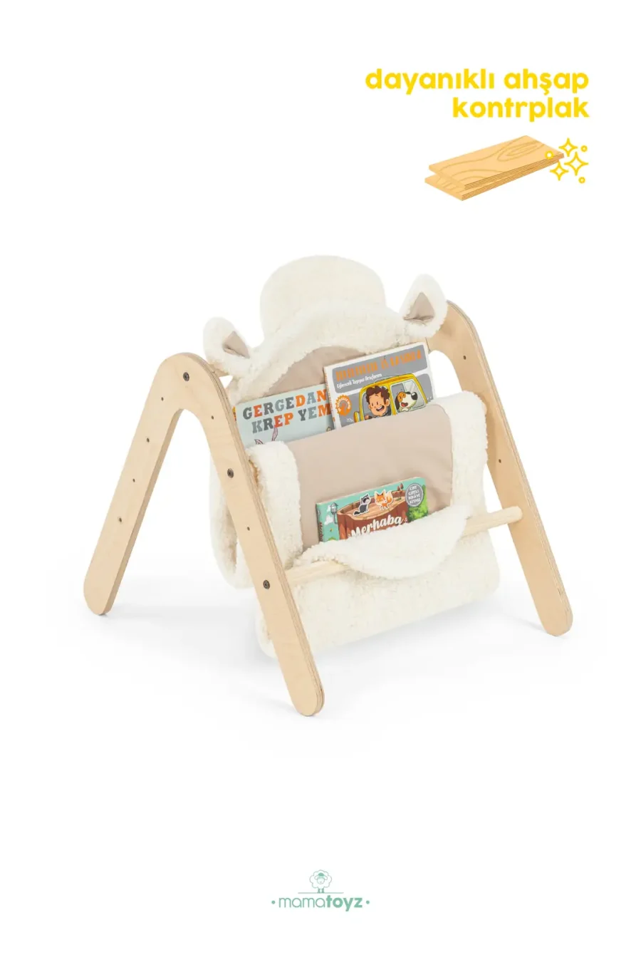Mamatoyz Gimy 2'si 1 Arada Montessori Ahşap Aktivite Merkezi ve Kitaplık, Bebek Egzersiz Aleti