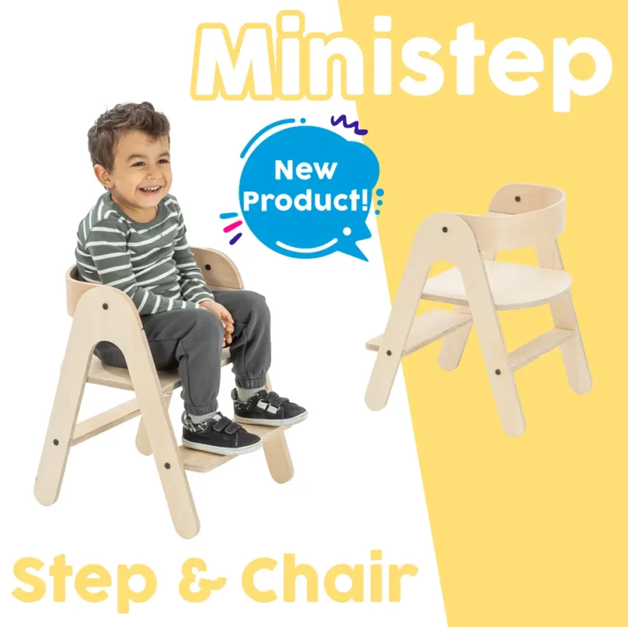 Mamatoyz Ministep 2'si 1 Arada Ahşap Sandalye ve Basamak Naturel