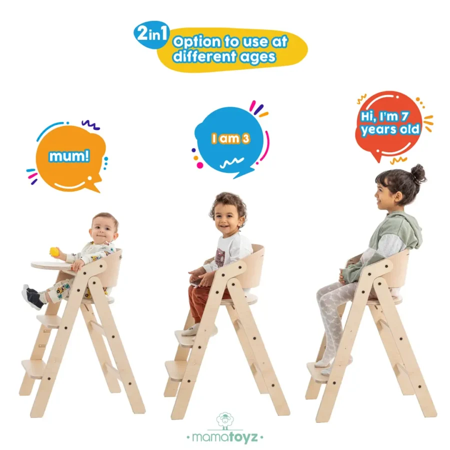 Mamatoyz Mychair Ahşap Katlanır Mama Sandalyesi Naturel